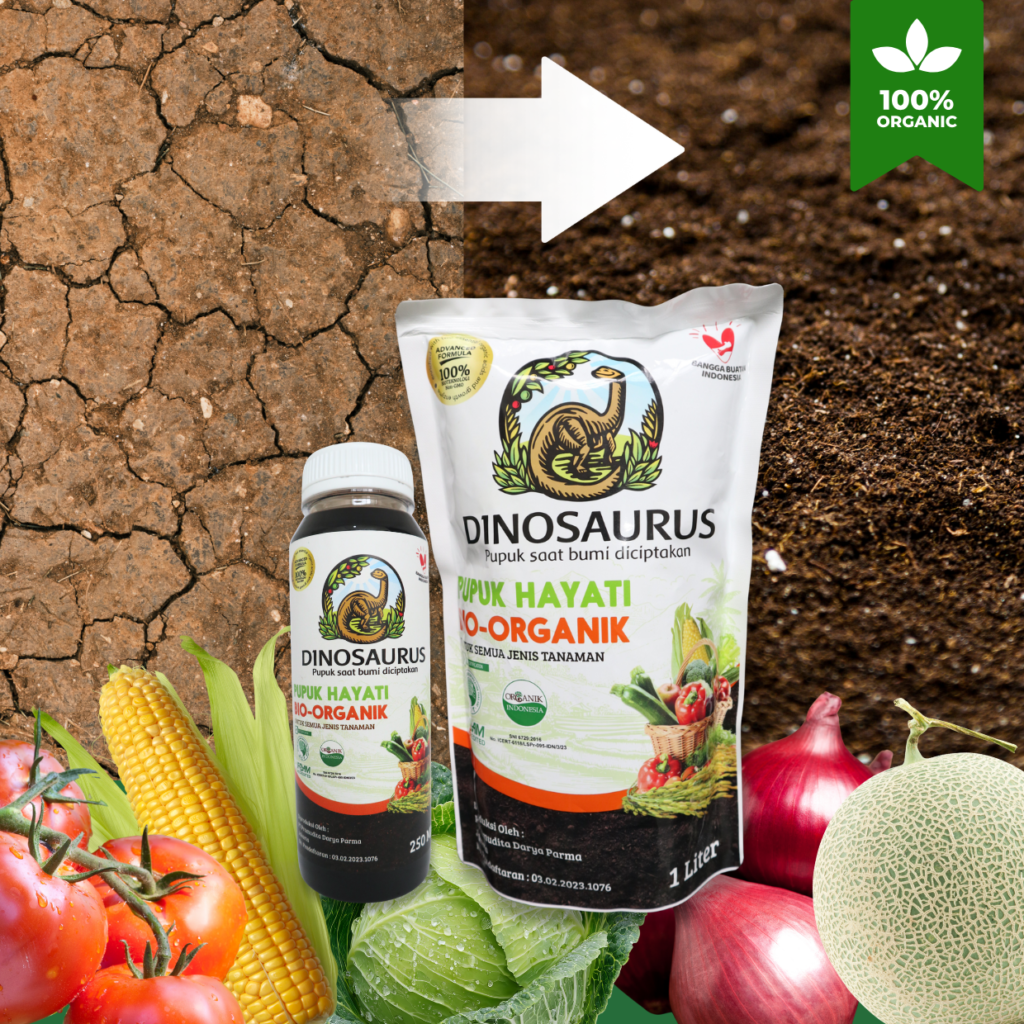 Pupuk Hayati Dinosaurus Organik ukuran 1 Liter dan 250ml untuk pembenah tanah pertanian